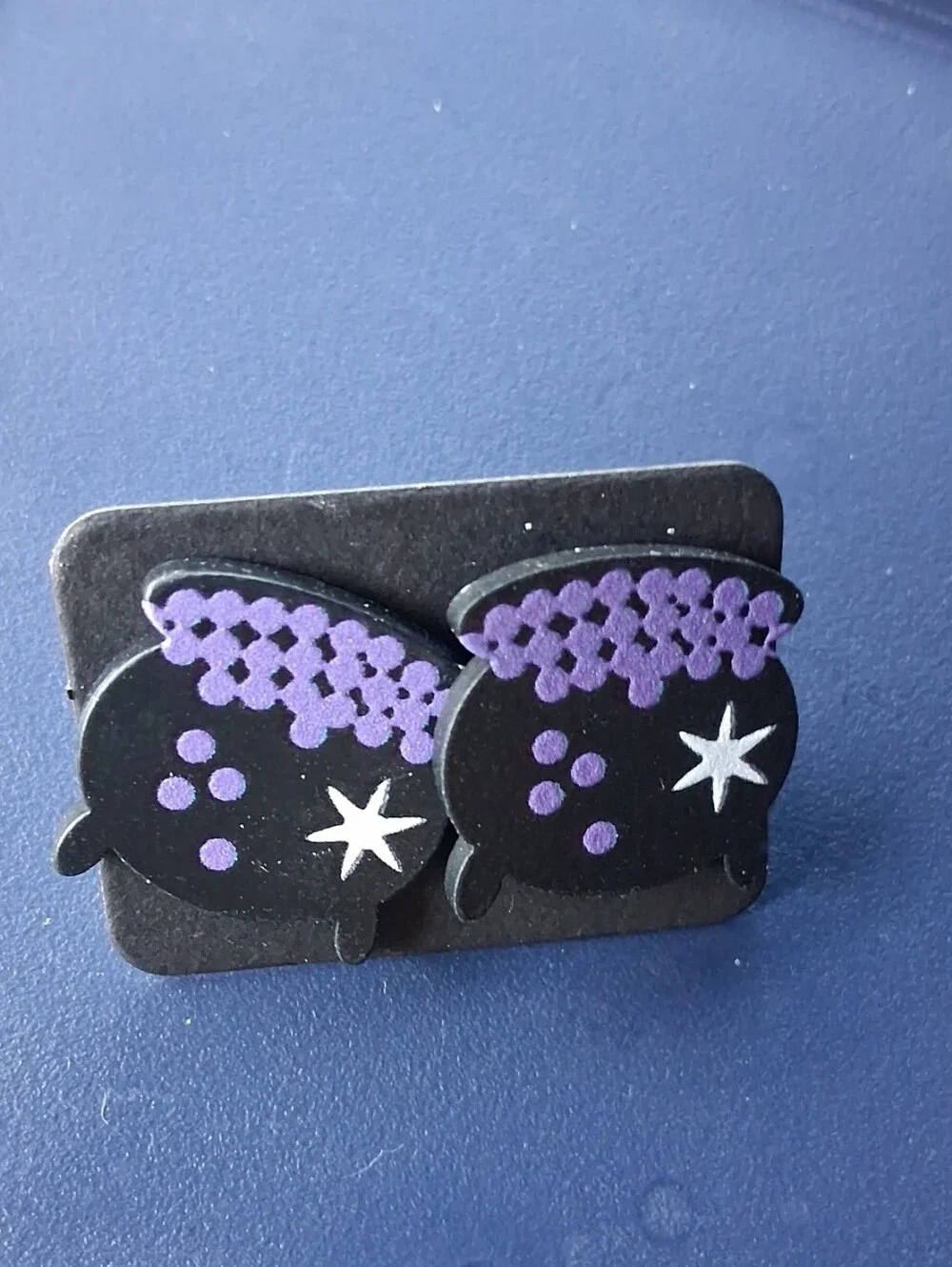 $8 Each Or Bundle 5/$20 Black and Purple Cauldron Stud Earrings